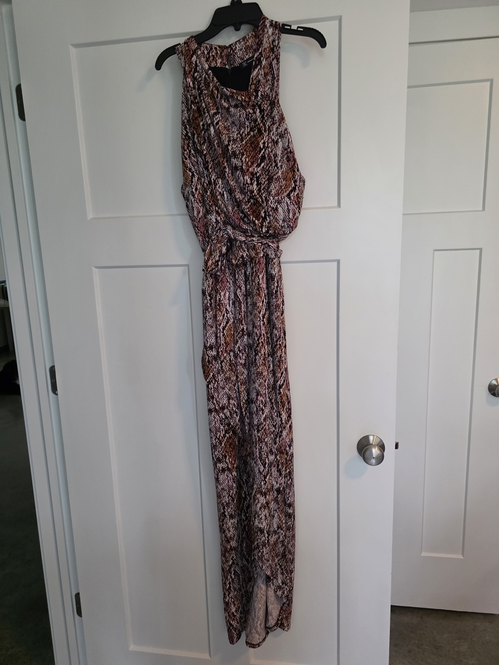 INC International Concepts Brown and Black Snake-Print High-Low Dress